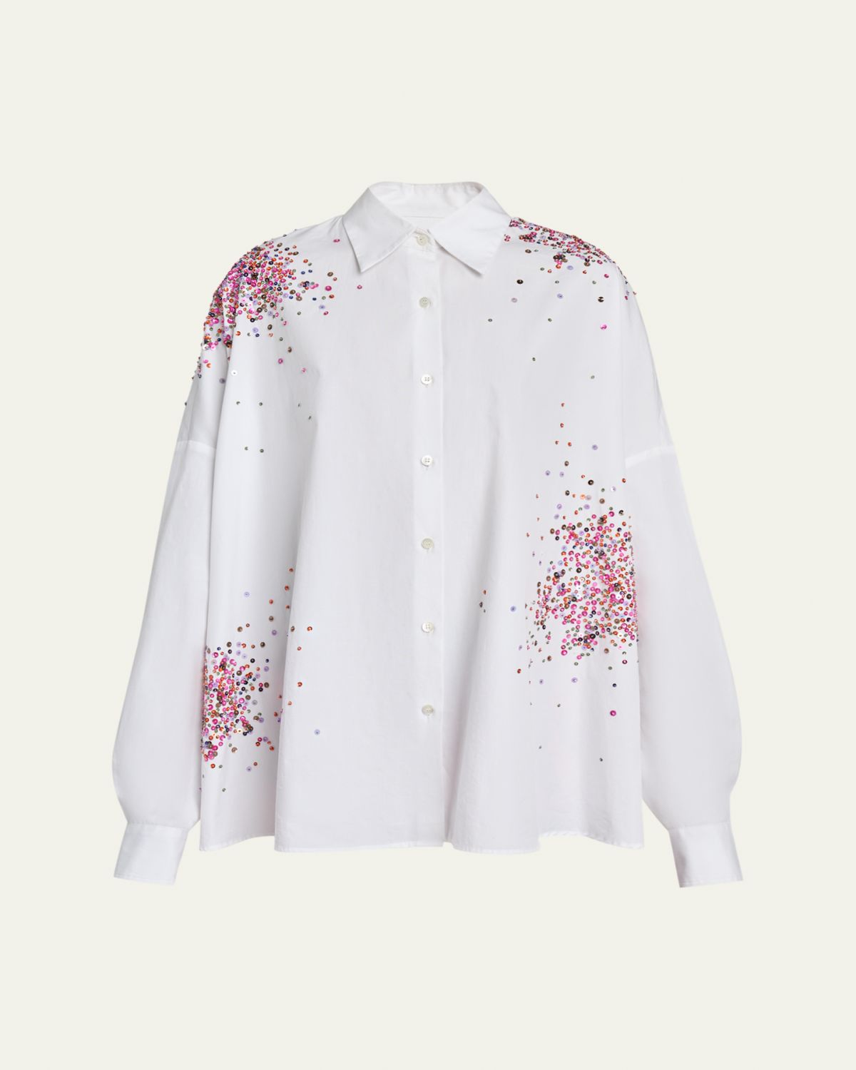 Dries Van Noten Casia Sequined Oversized Button-Down Shirt