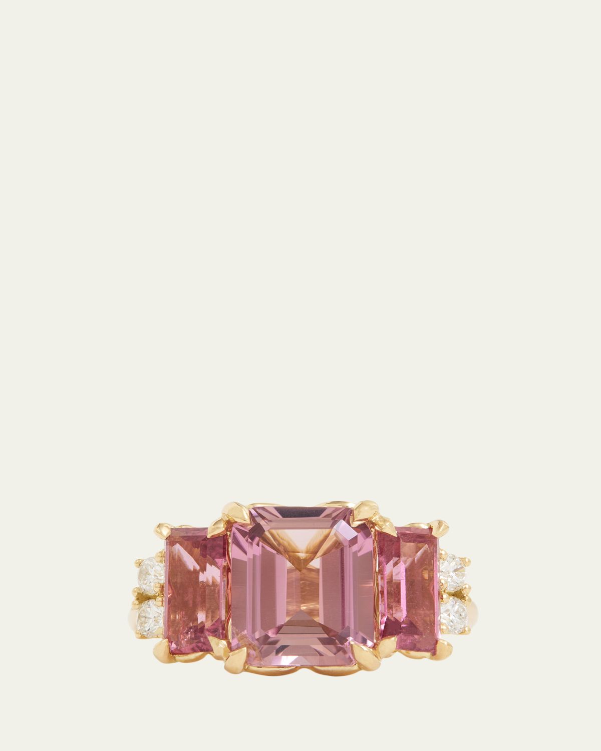 Jamie Wolf Emerald-Cut Pink Tourmaline and Diamond Ring, Size
