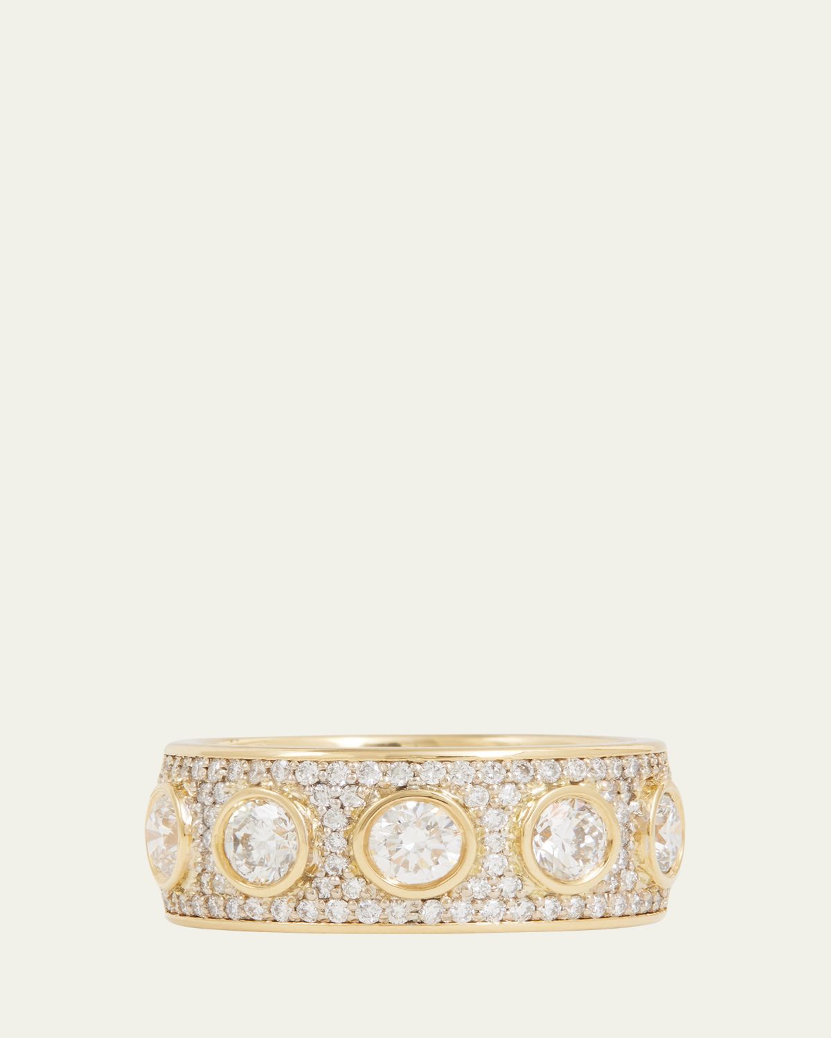 Jamie Wolf 18K Yellow & White Gold Bezel-Set & Pave Diamond Band, Size