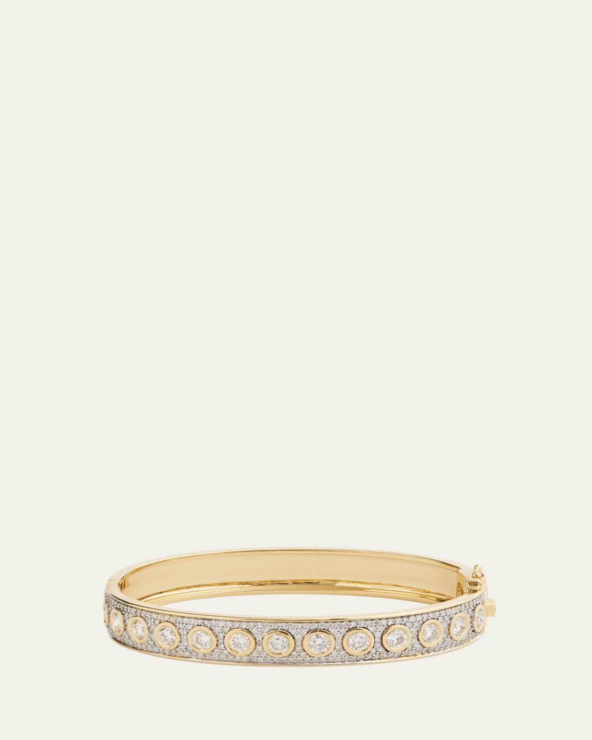 Jamie Wolf 18K Yellow & White Gold Bezel-Set & Pave Diamond Hinge Bangle