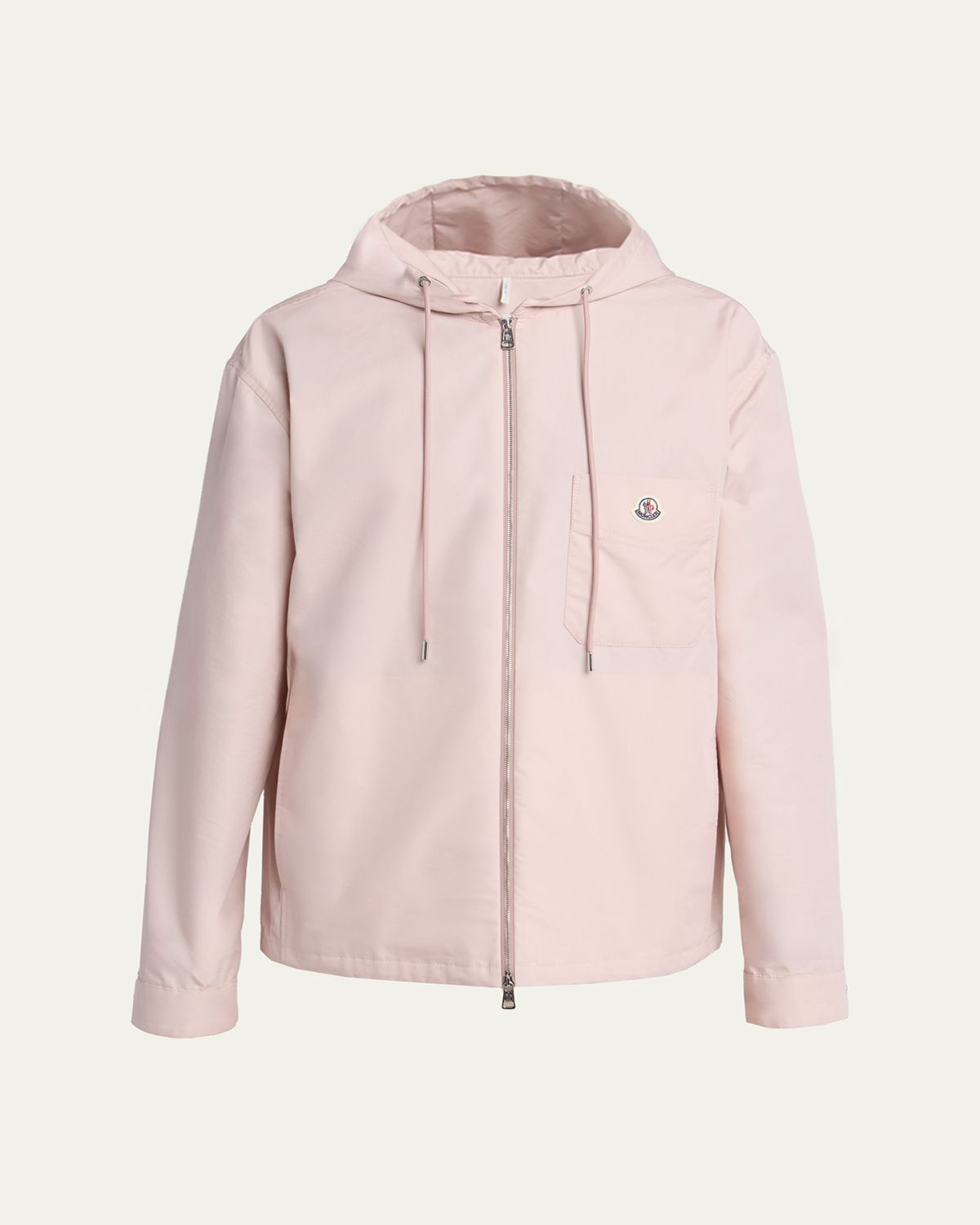 Moncler en's Pocket-Logo Poplin Full-Zip Hoodie