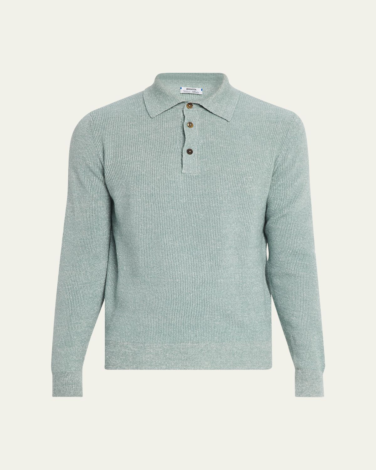 Cesare Attolini Men's Cashmere Rib Polo Sweater | Thumbnail 6