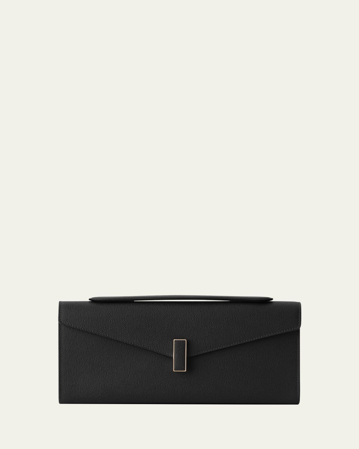 Valextra Iside Turn-Lock Leather Clutch Bag