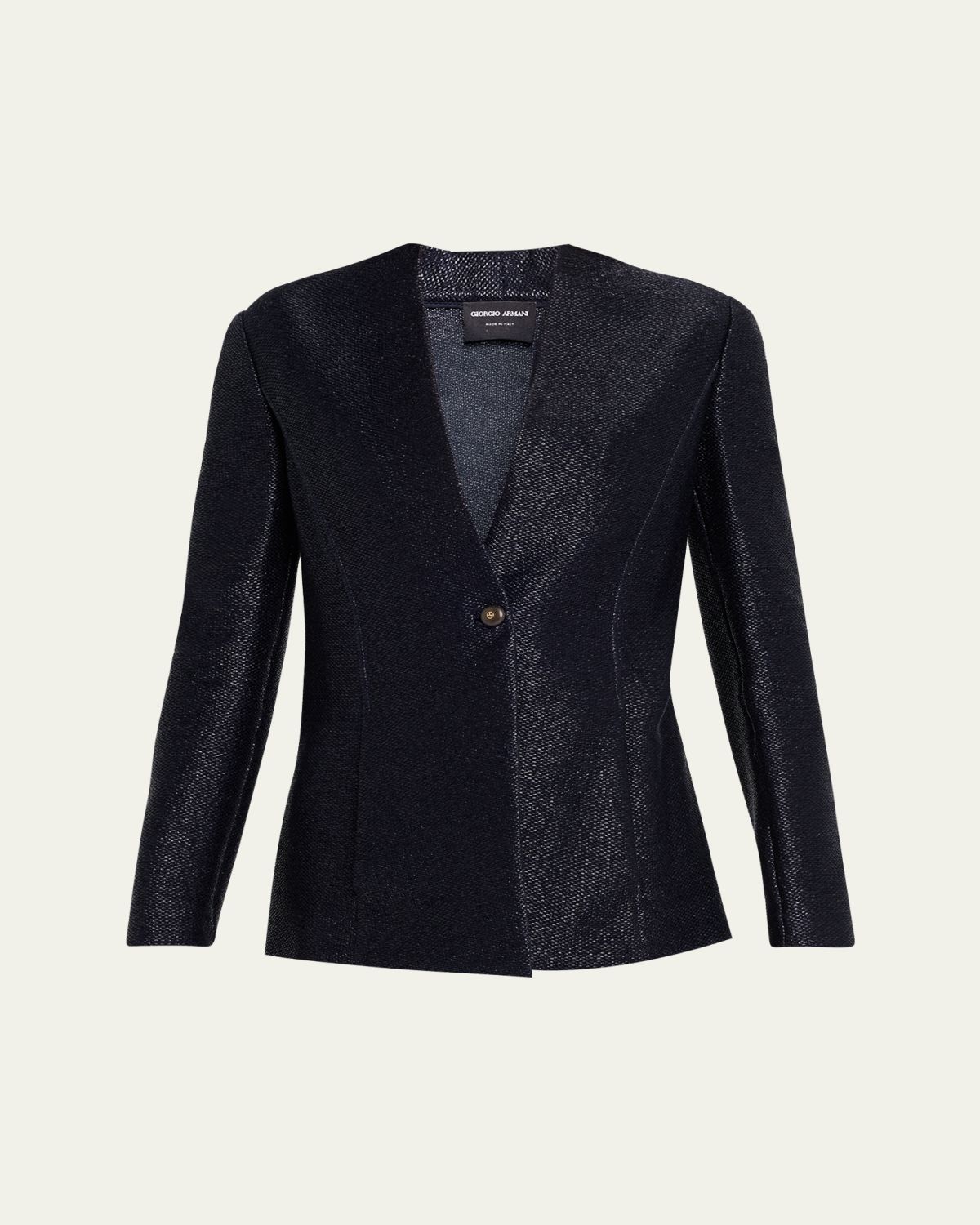 Giorgio Armani Metallic Raffia Single-Breasted Jacket