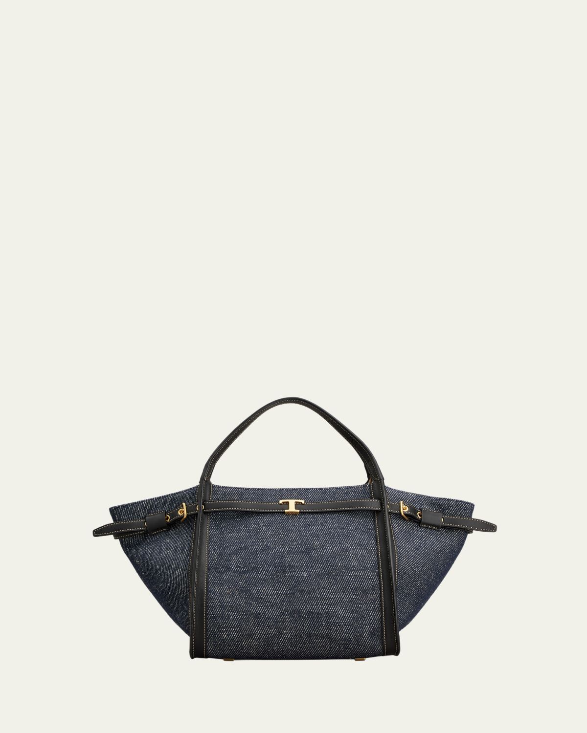 Tod 's Small Timeless T Belted Cotton Shopping Tote Bag