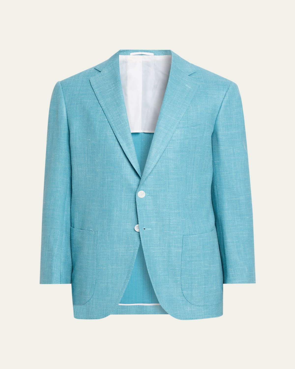 Cesare Attolini Men's Herringbone Patch Pocket Single-Breasted Sport Coat