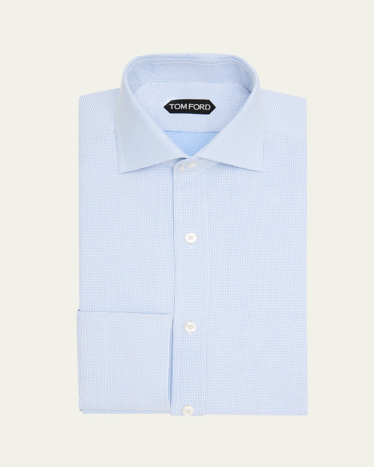 TOM FORD Men's Cotton Woven Micro-Check Dress Shirt | Thumbnail 3 TOM FORD Men's Cotton Woven Micro-Check Dress Shirt | Thumbnail 3