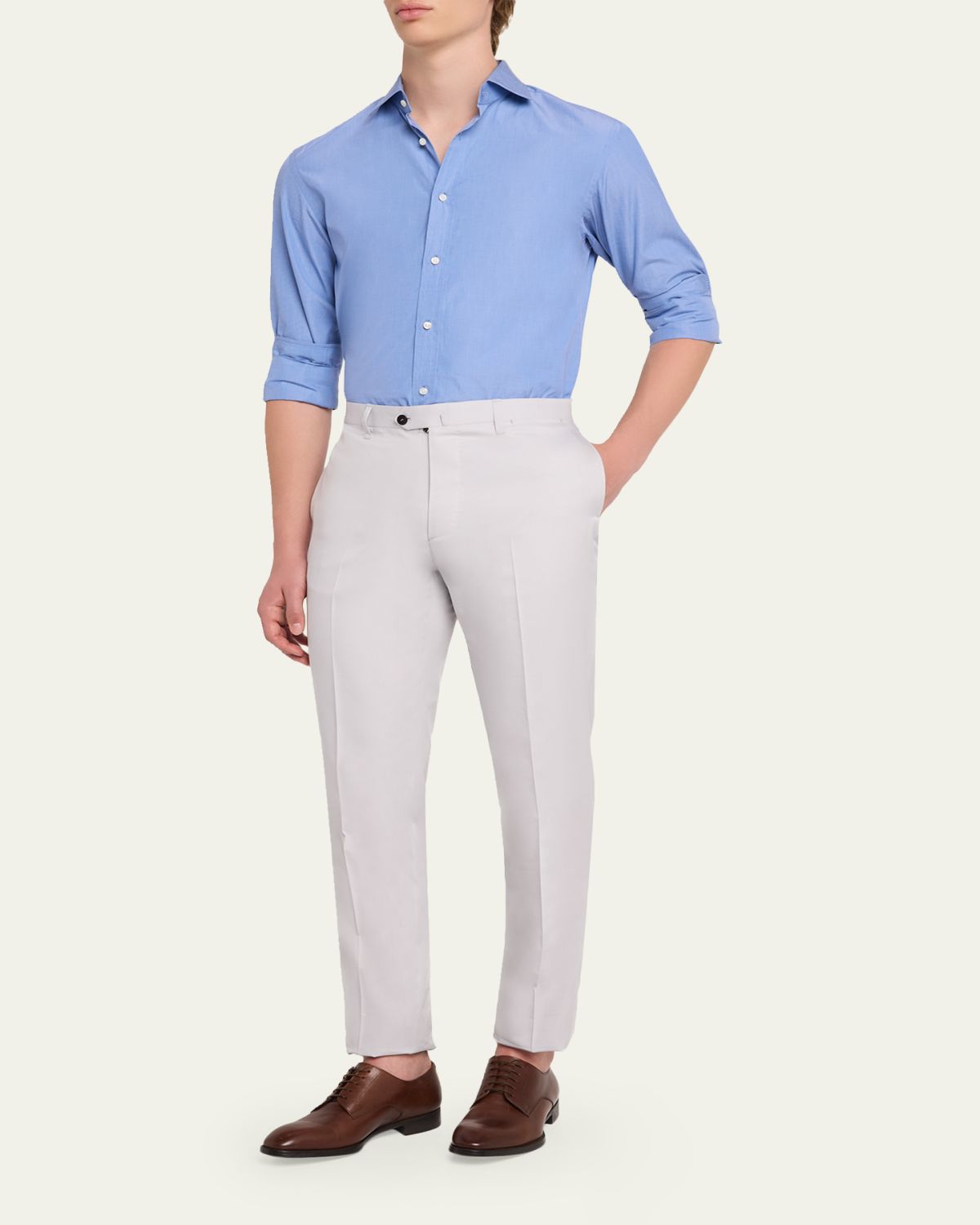 Cesare Attolini Men's Cotton-Wool Twill Pants | Thumbnail 2 Cesare Attolini Men's Cotton-Wool Twill Pants | Thumbnail 2