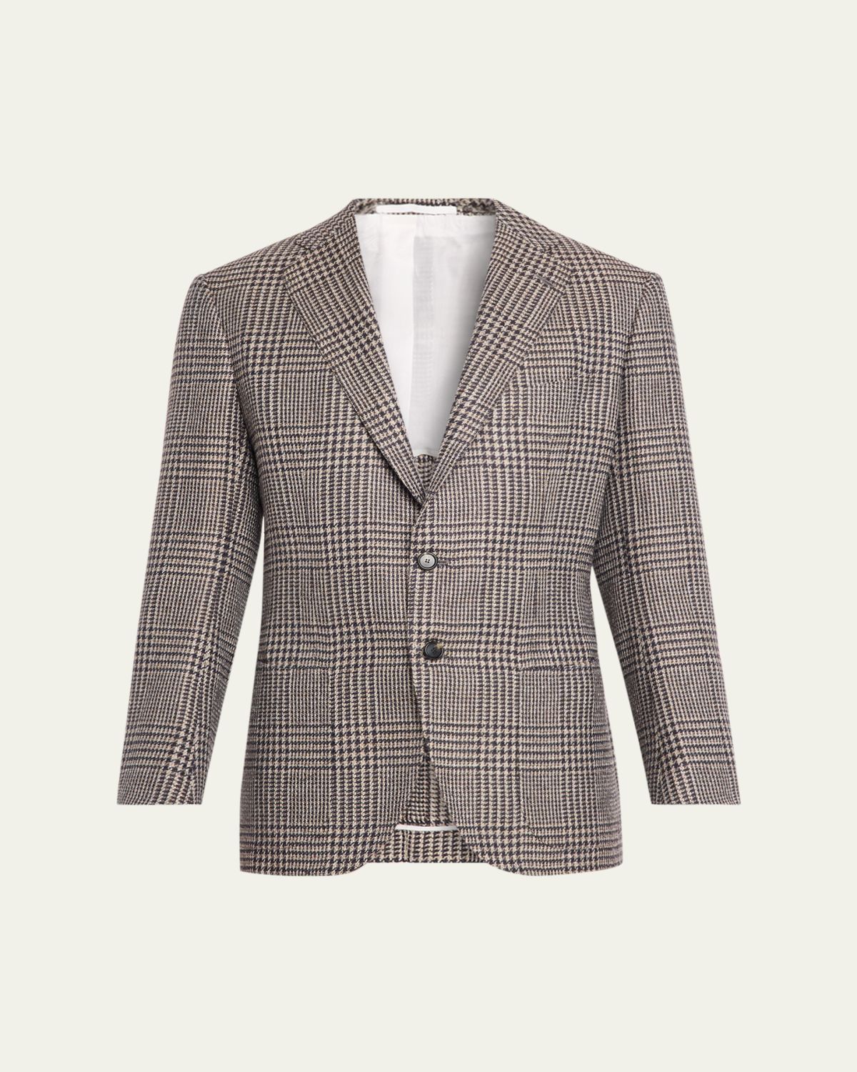 Cesare Attolini Men's Wool, Silk and Linen Prince of Wales Sport Coat