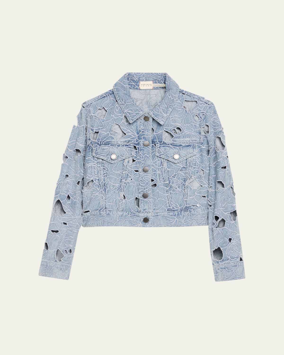 ALICE + OLIVIA Chloe Laser-Cut Denim Jacket