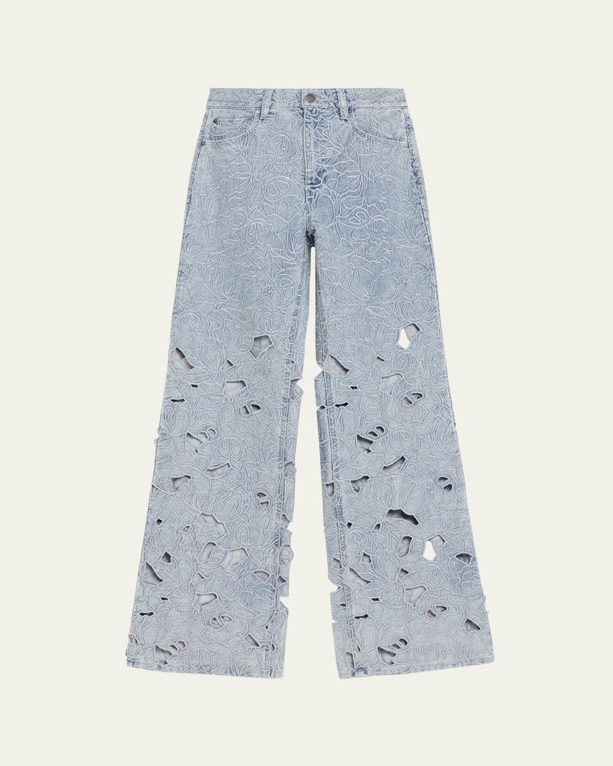 ALICE + OLIVIA Chic Embroidered Eyelet Bootcut Jeans