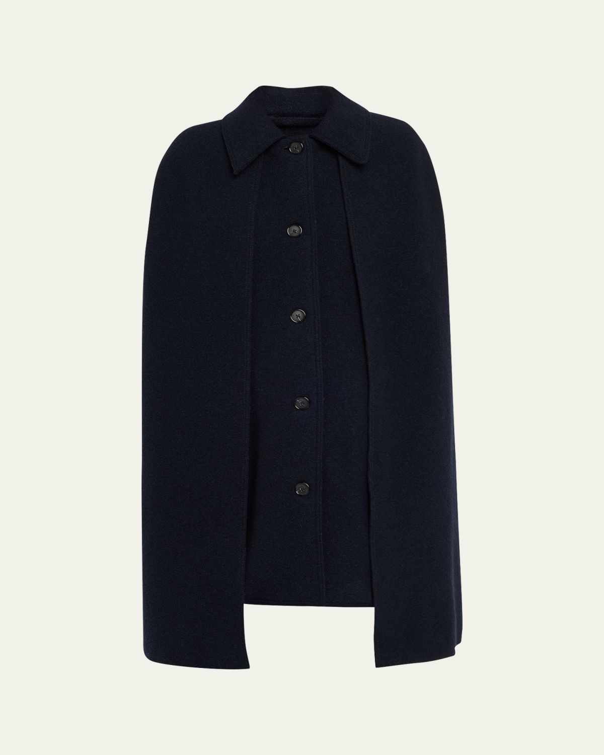 Toteme Single-Breasted Wool Boucle Cape Coat