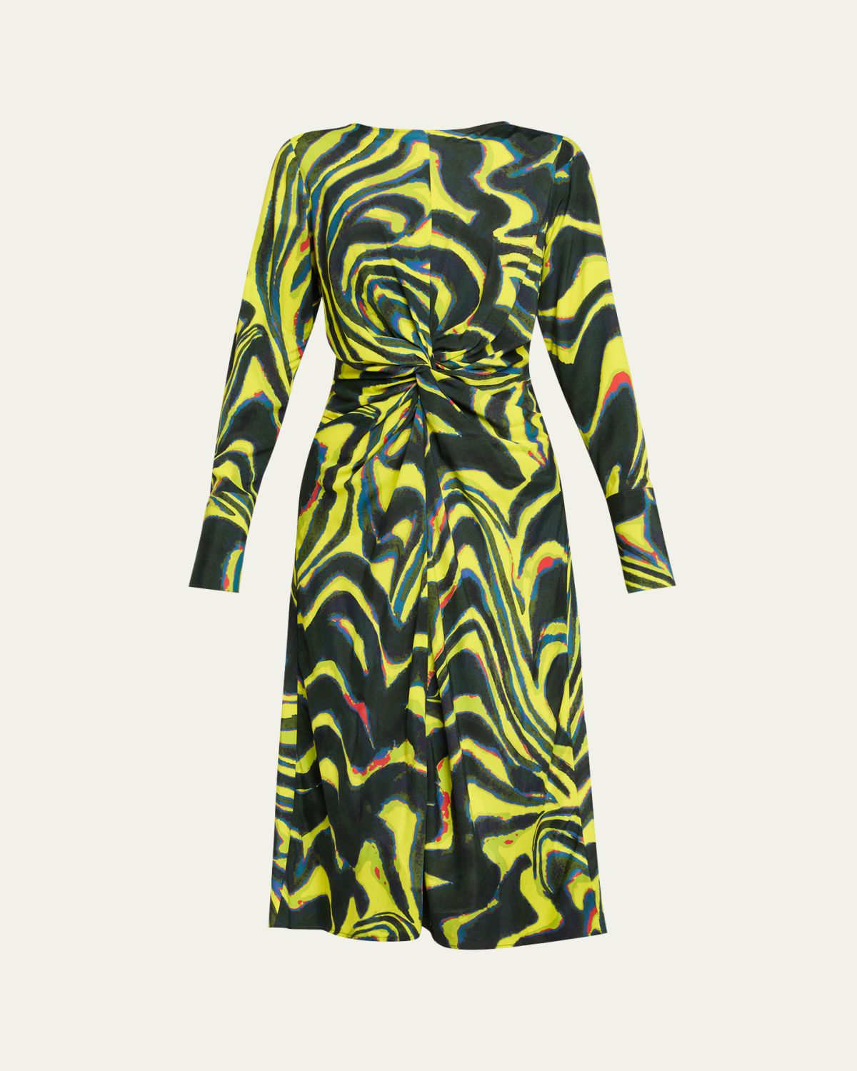 CHRISTOPHER JOHN ROGERS Printed Knotted Waist Midi Dress
