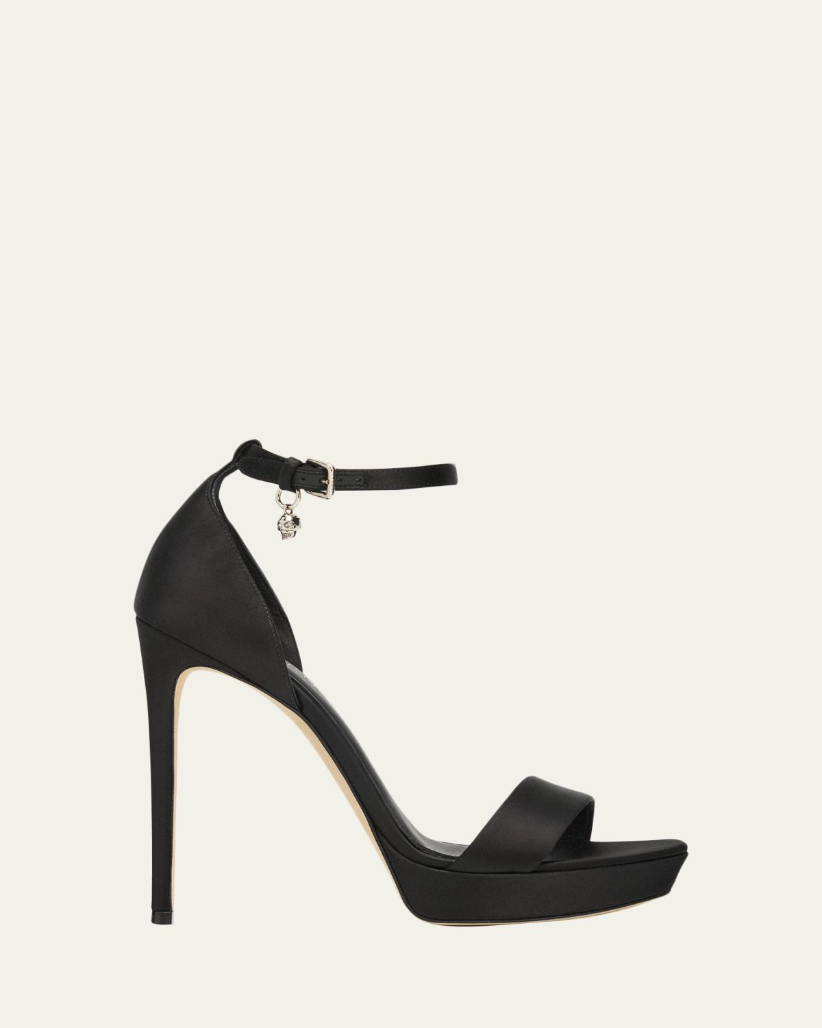 McQueen 125mm Satin Platform Charm-Strap Sandals