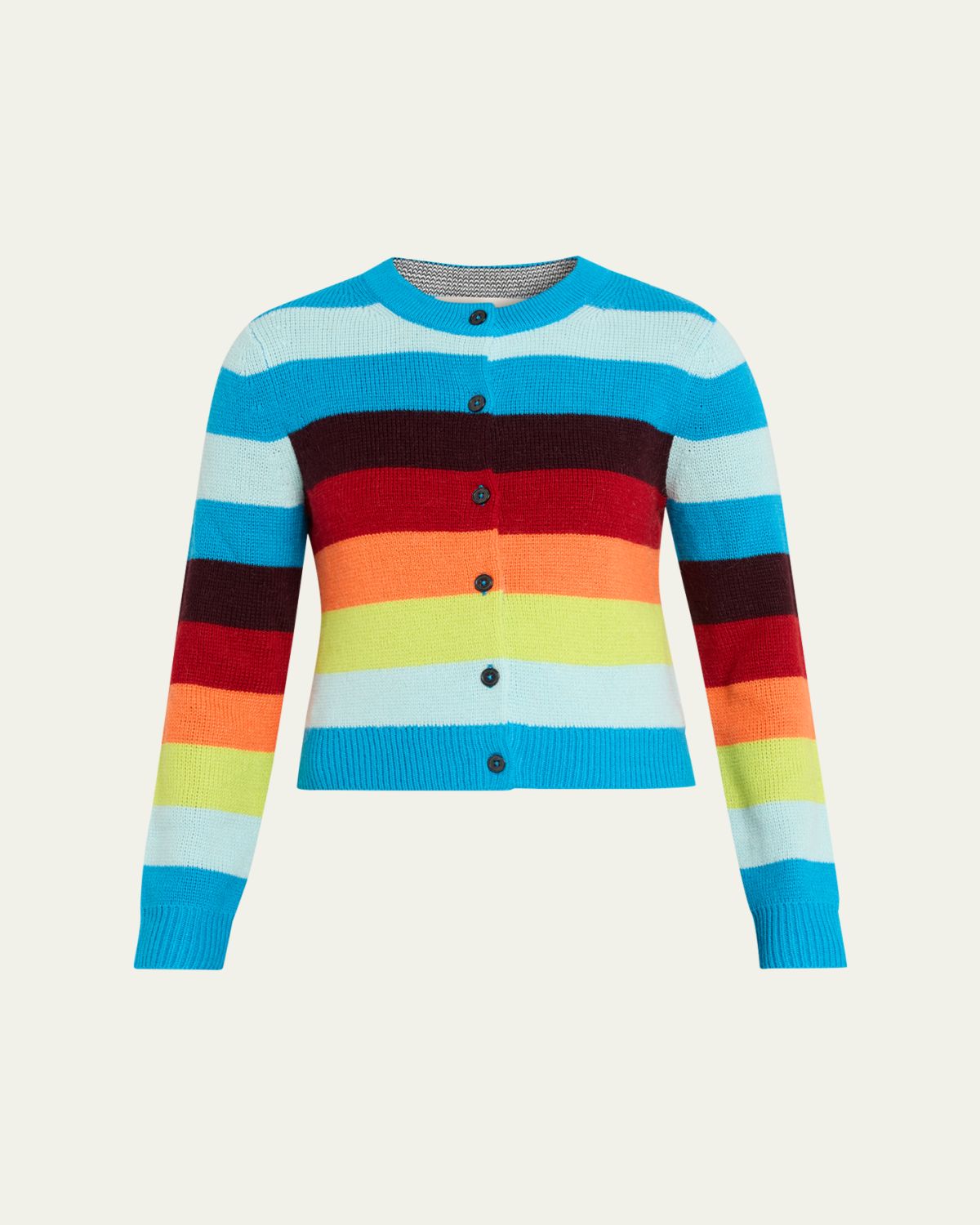 CHRISTOPHER JOHN ROGERS Striped Crop Crewneck Cardigan