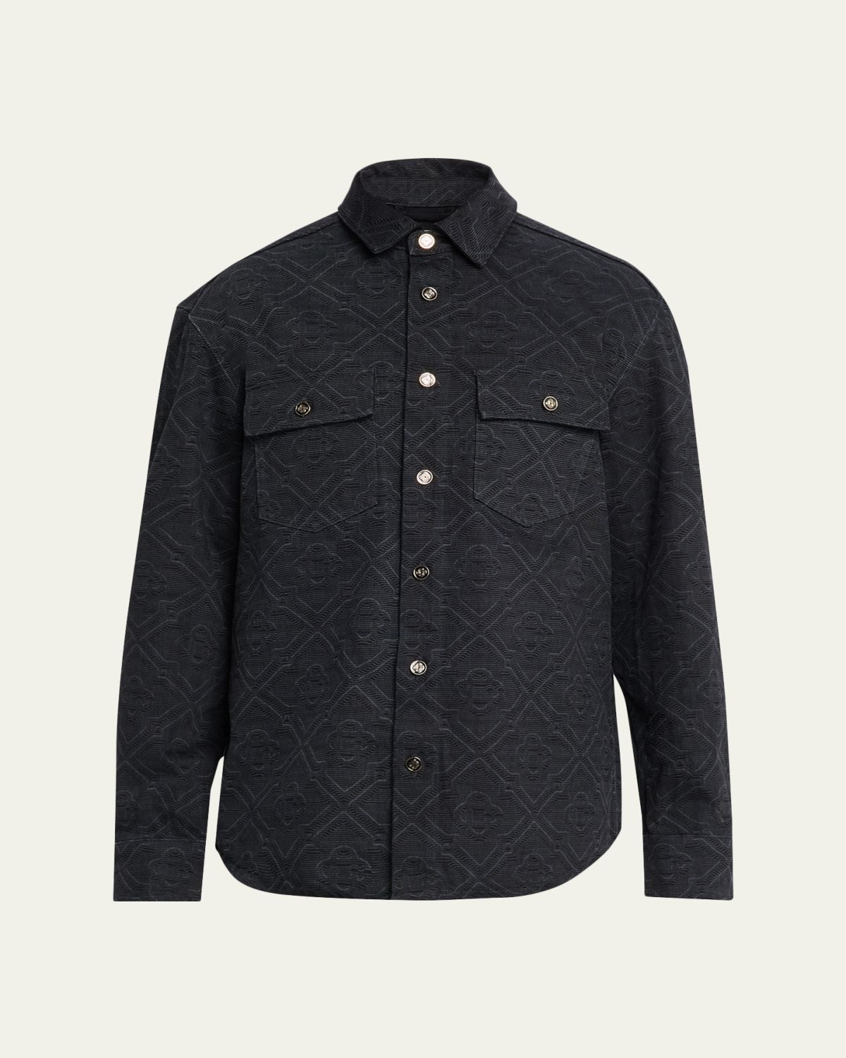 CASABLANCA en's Laser onogram Denim Button-Down Shirt