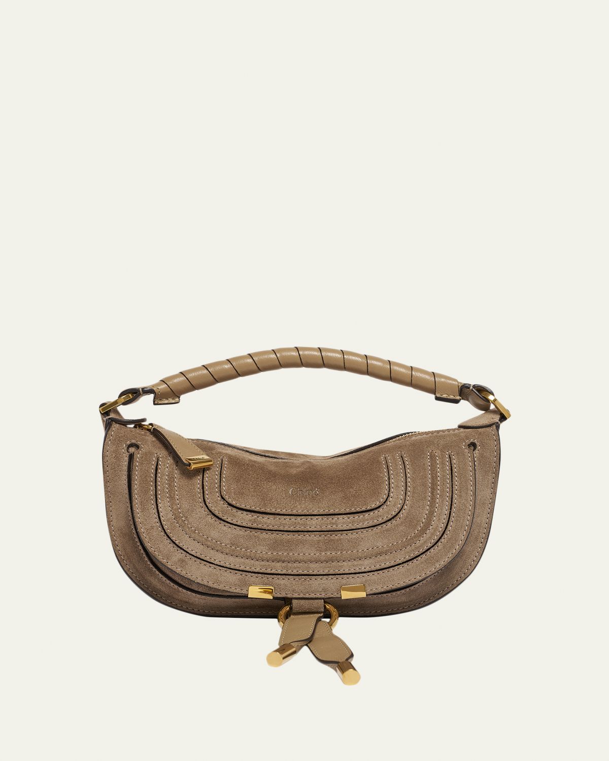 Chloe Marcie Mini Saddle Crossbody Bag in Suede