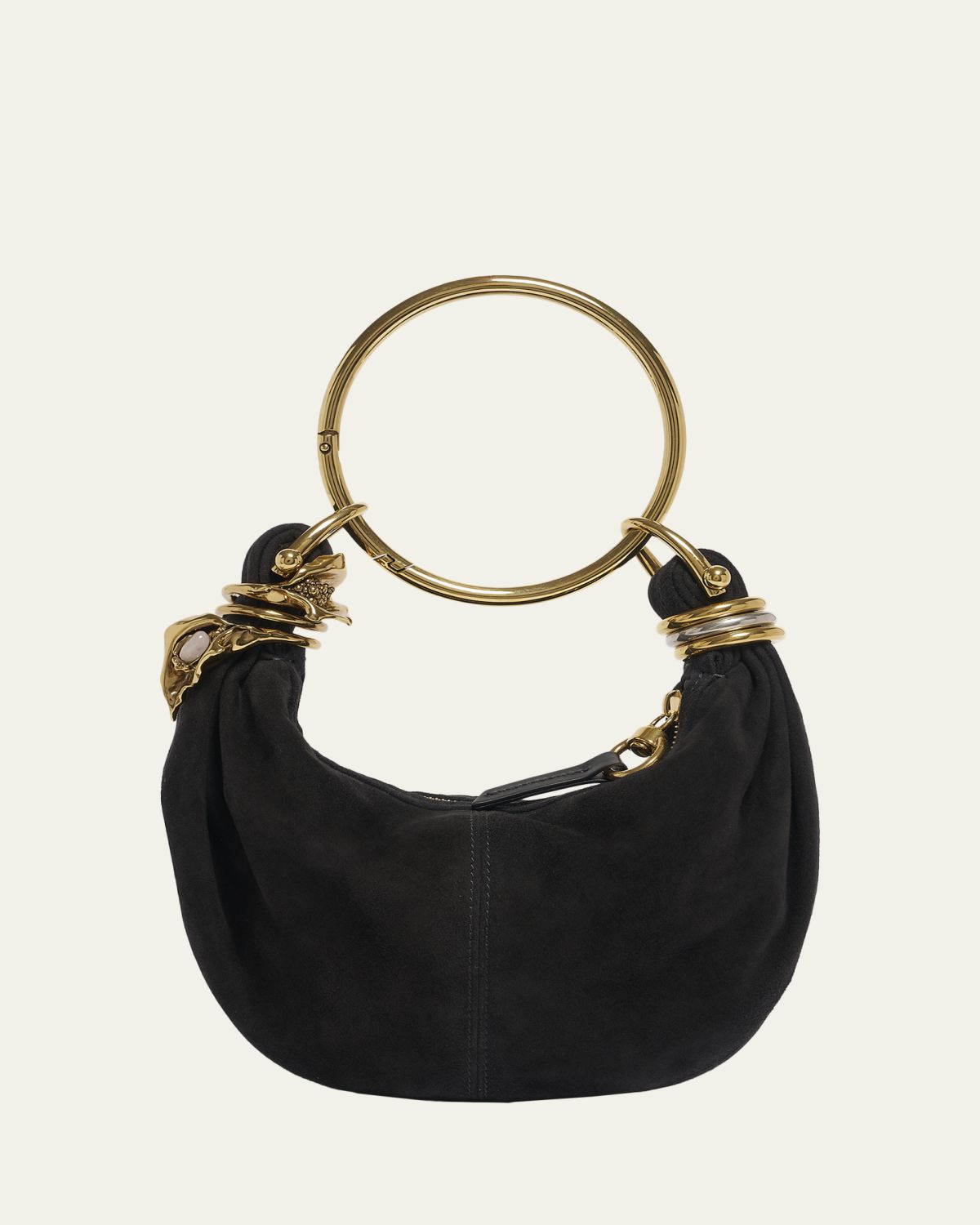 Chloe Sculptural Bracelet Bag in Suede