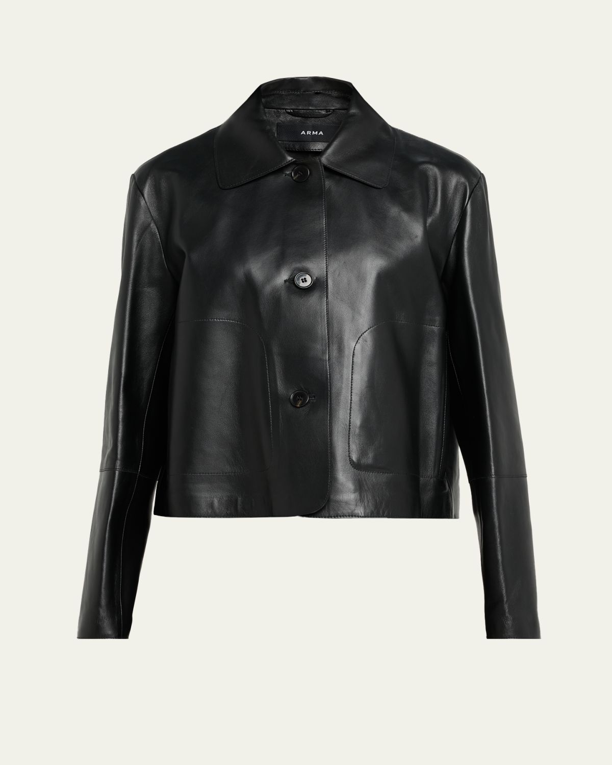 Arma Emy Cropped Button-Down Leather Jacket
