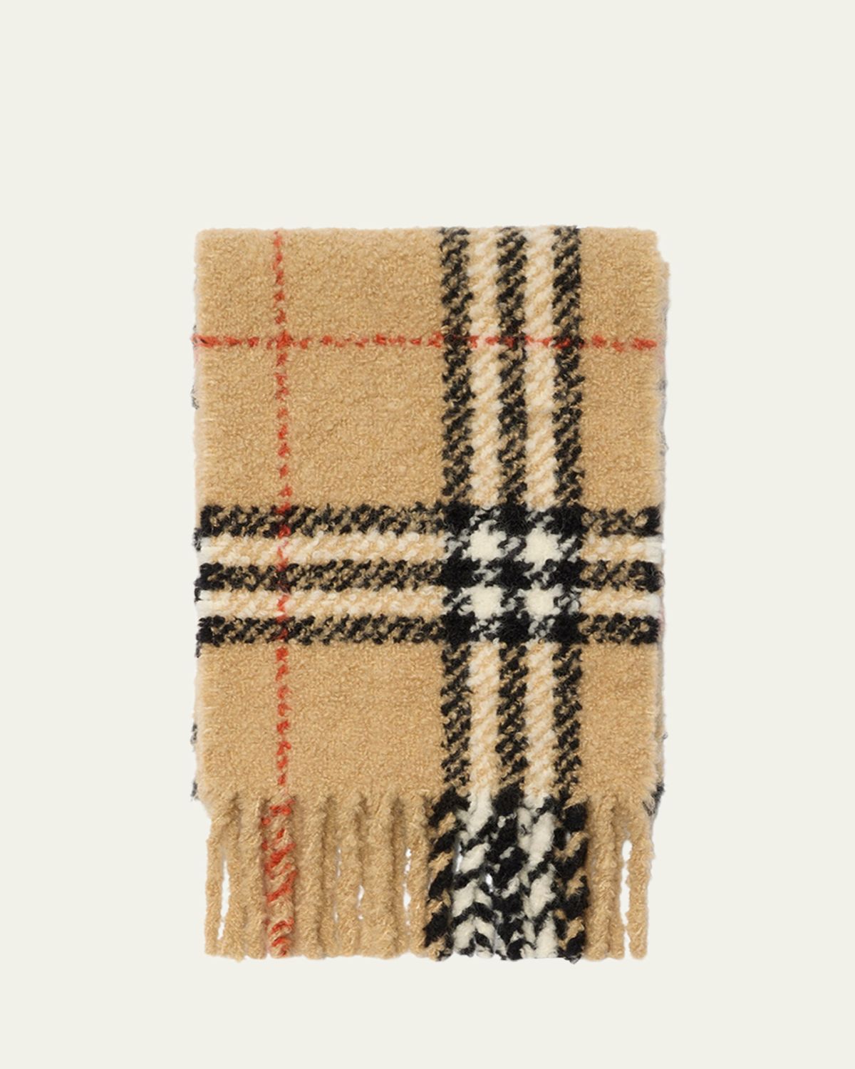 Burberry Check Alpaca Wool Blend Bouclé Scarf