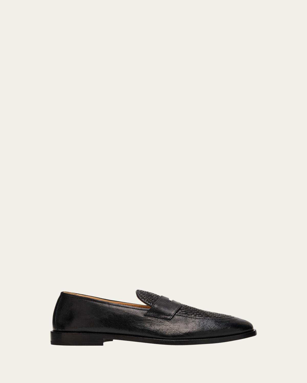 Brunello Cucinelli Men's Woven Vamp Leather Penny Loafers