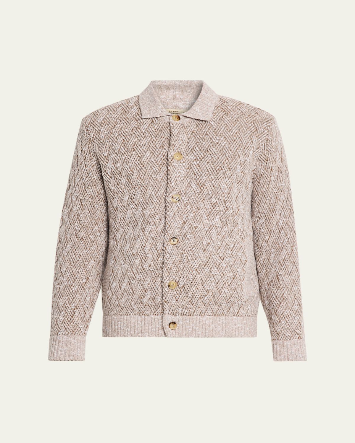 Baldassari Men 's Wool-Blend Basketweave Stitch Cardigan