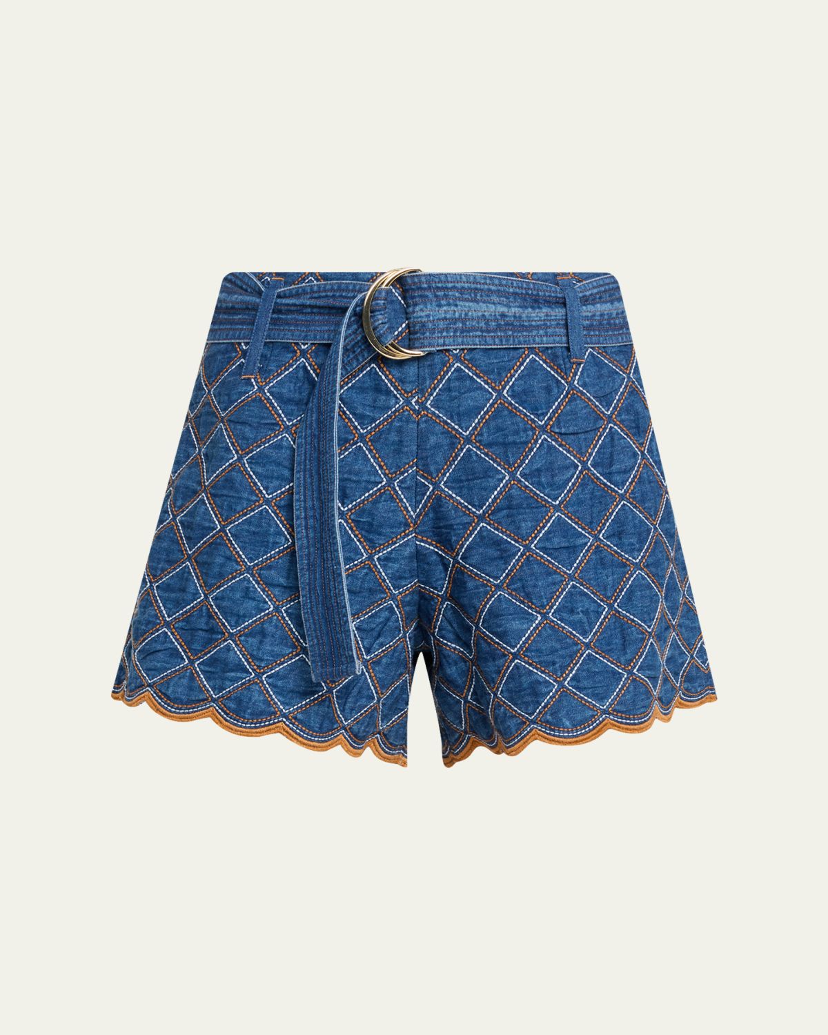 Cara Cara Violet Quilted Denim Shorts