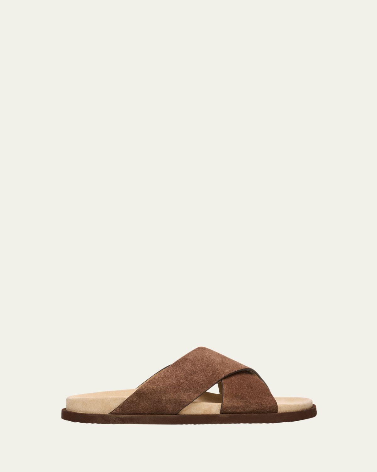 Brunello Cucinelli Men 's Cross-Strap Suede Slides