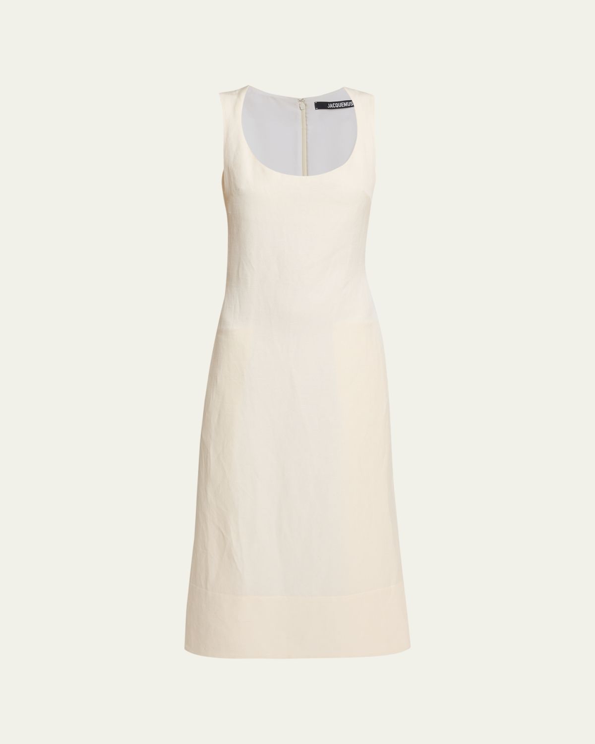 Jacquemus Scoop-Neck Linen Midi Dress