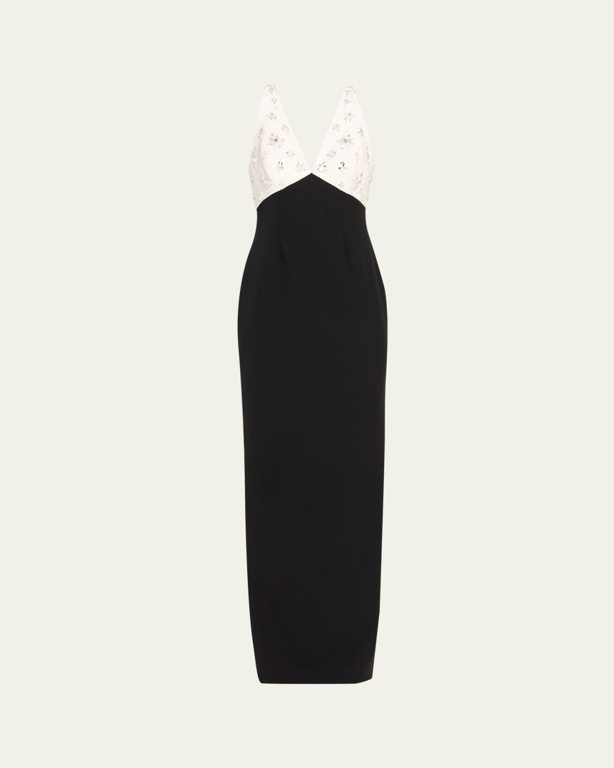 Pamella Roland Crystal Colorblock Crepe Column Gown