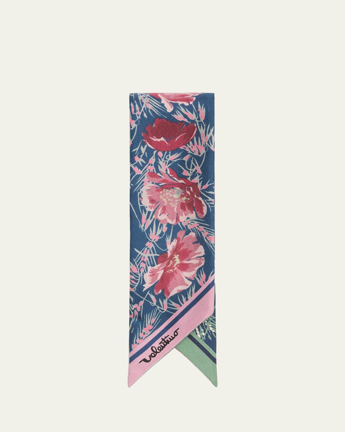 Valentino Garavani Apres L'Hiver Poppies Silk Bandeau Scarf