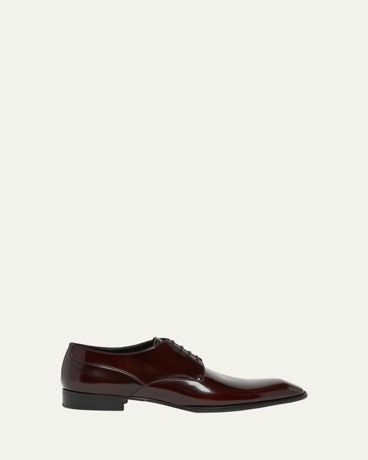 Saint Laurent Men's Stanton Glazed Leather Derby Shoes