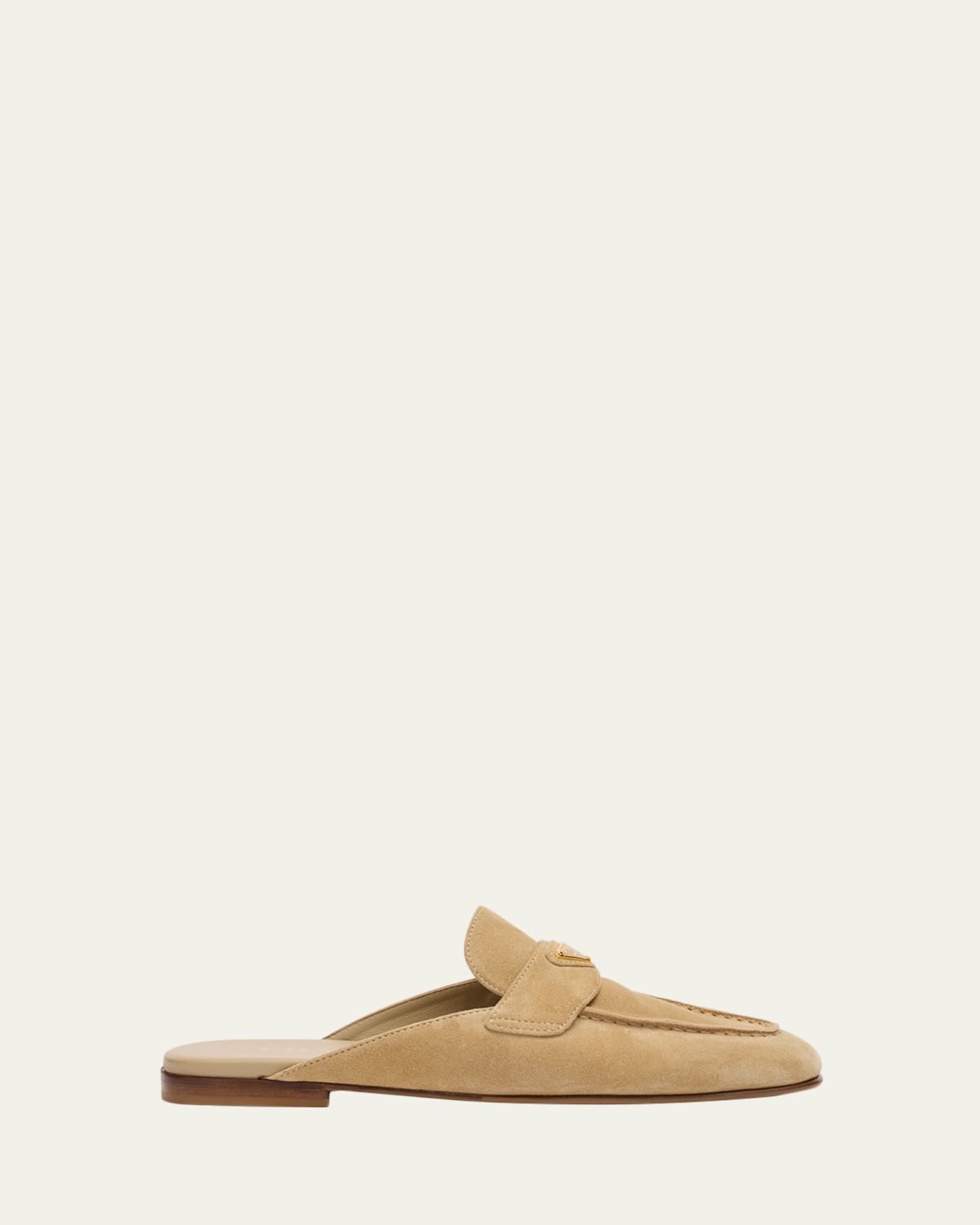 Prada Triangle Logo Suede Loafer Mules