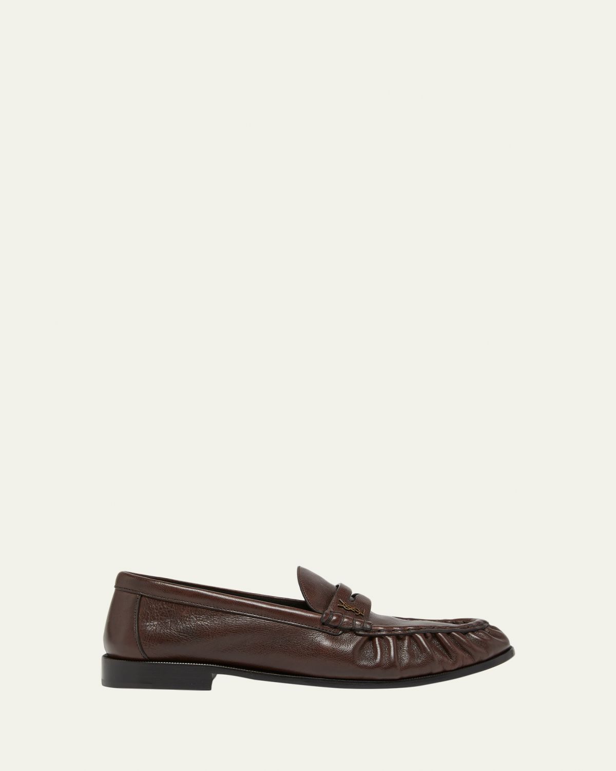 Saint Laurent Men 's Le Loafer Creased Leather Mules