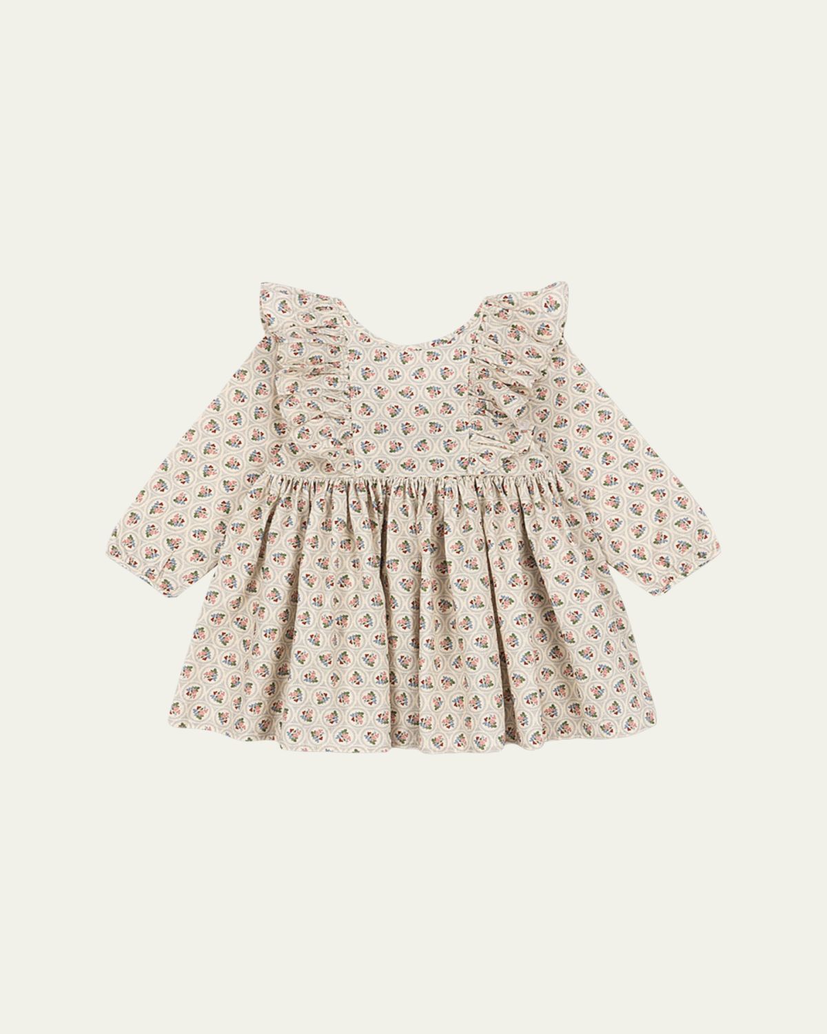 Konges Slojd Girl's Cianna Long-Sleeve Bow Floral Cotton Dress, Size 18M-10