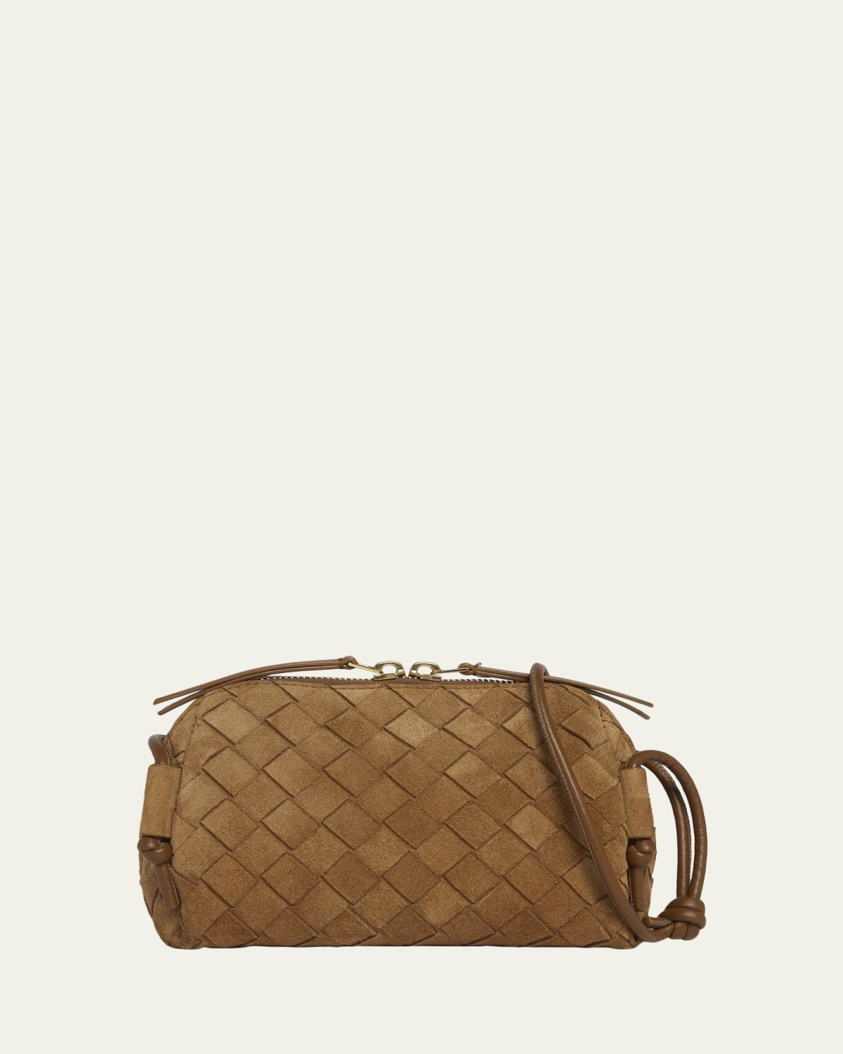Bottega Veneta Concert Pouch Intrecciato Suede Crossbody Bag