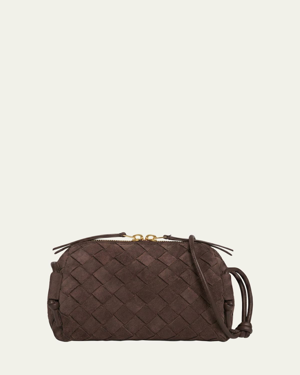 Bottega Veneta Concert Pouch Intrecciato Suede Crossbody Bag