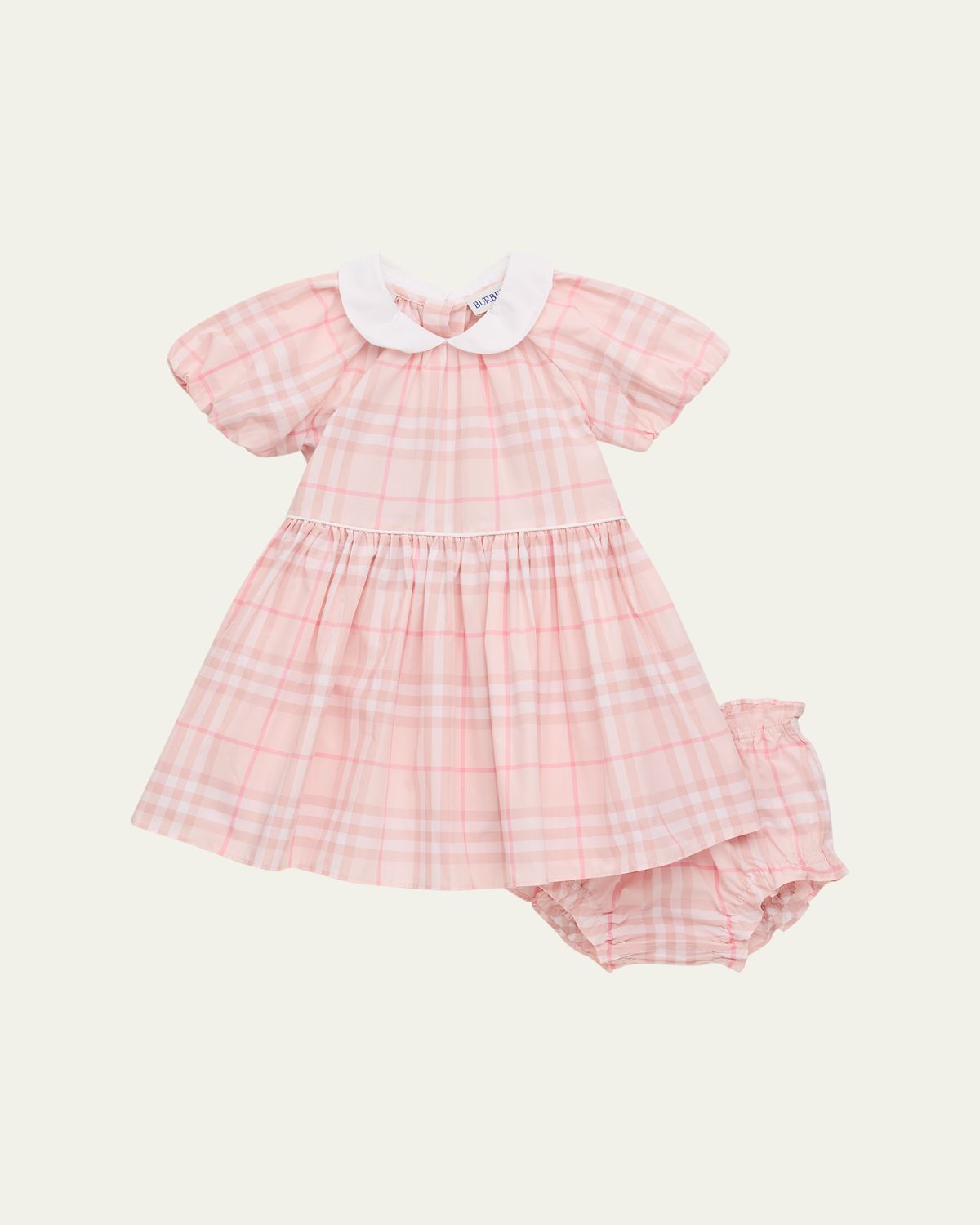 Burberry Girl's Check Cotton Dress with Bloomers, Size 1M-18M