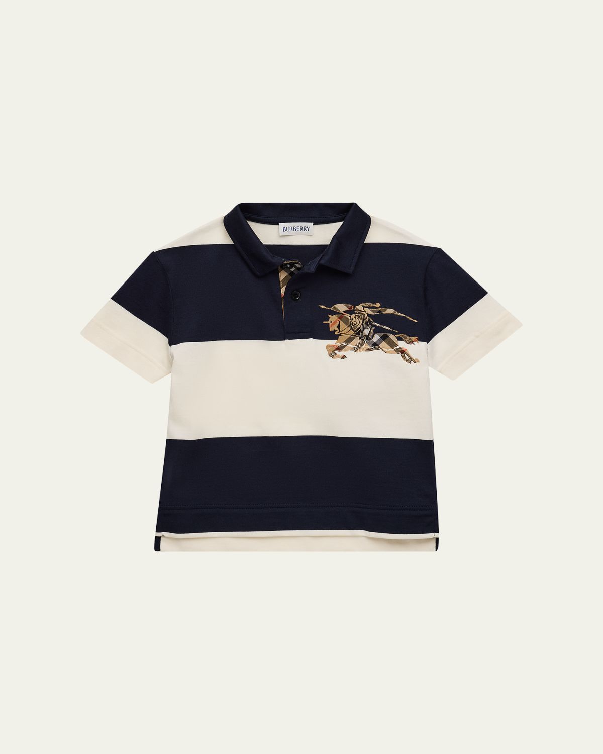 Burberry Boy 's EKD Check Striped Cotton Polo Shirt, Size 3-14