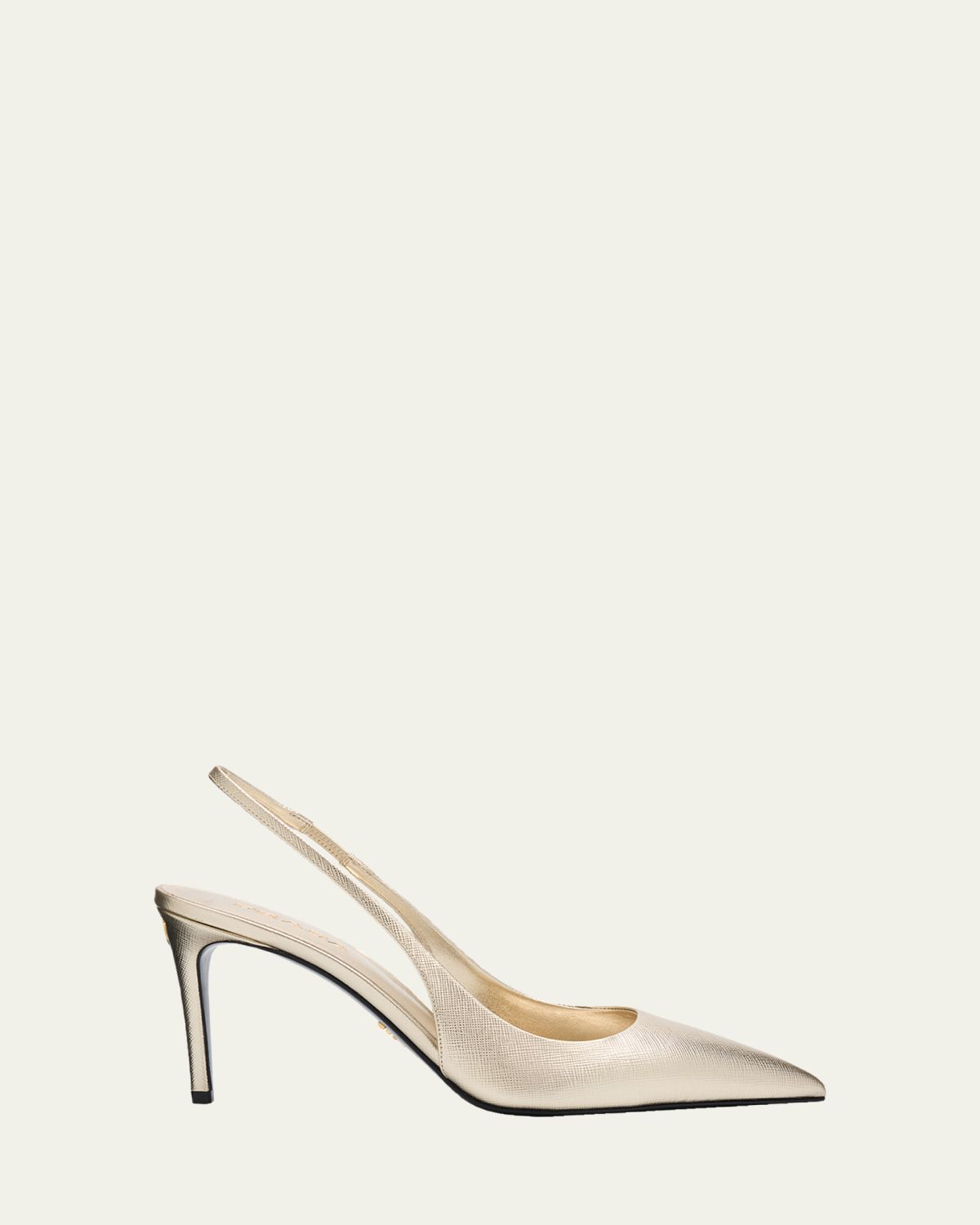 Prada 85mm Vernice Saffiano Leather Slingback Pumps