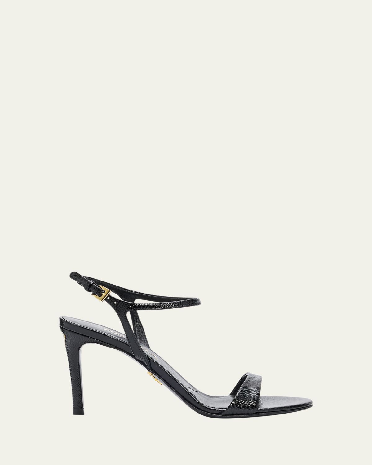Prada 85mm Vernice Saffiano Leather Ankle-Strap Sandals