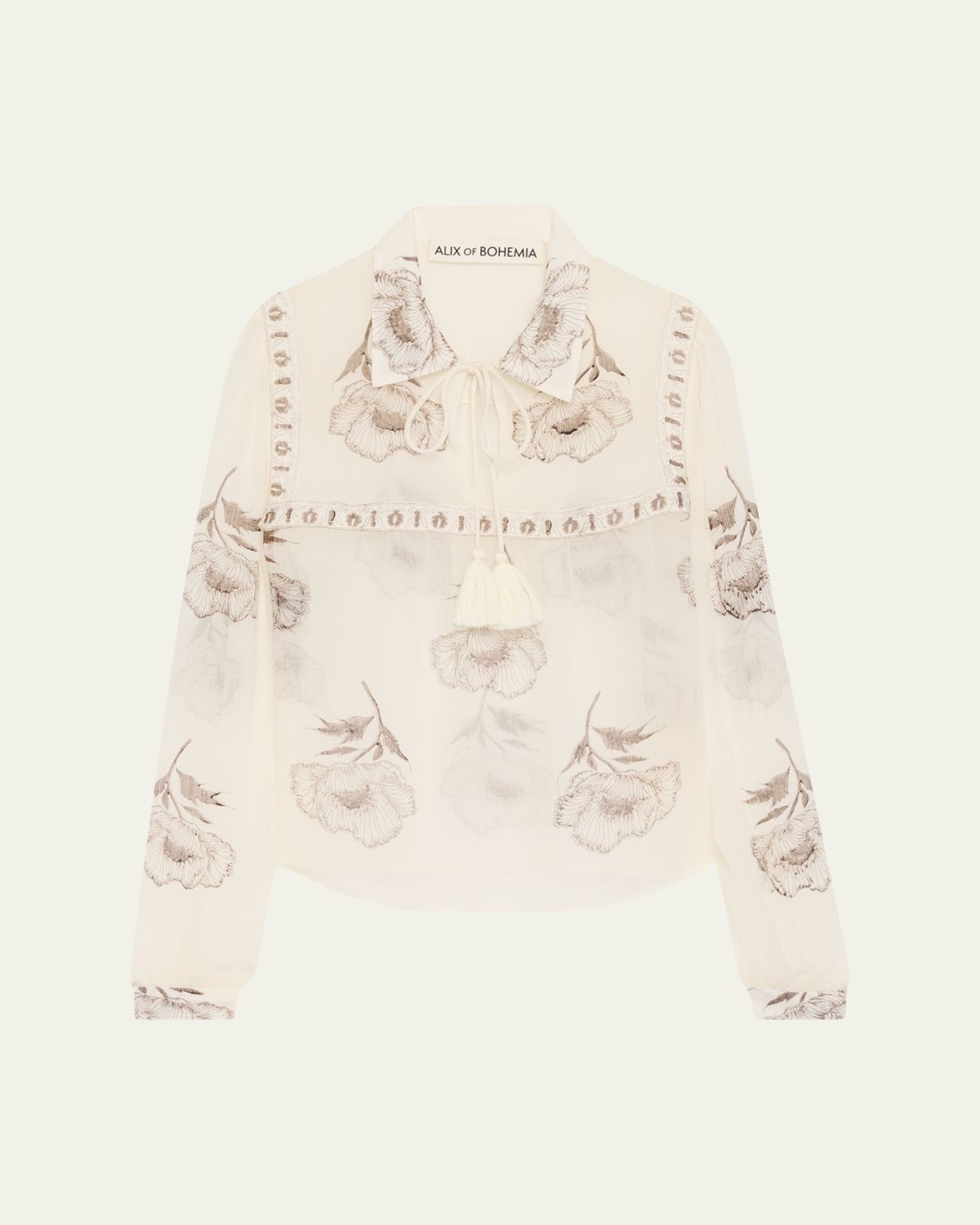 Alix of Bohemia Pascal Obsidian Poppy Sheer Blouse