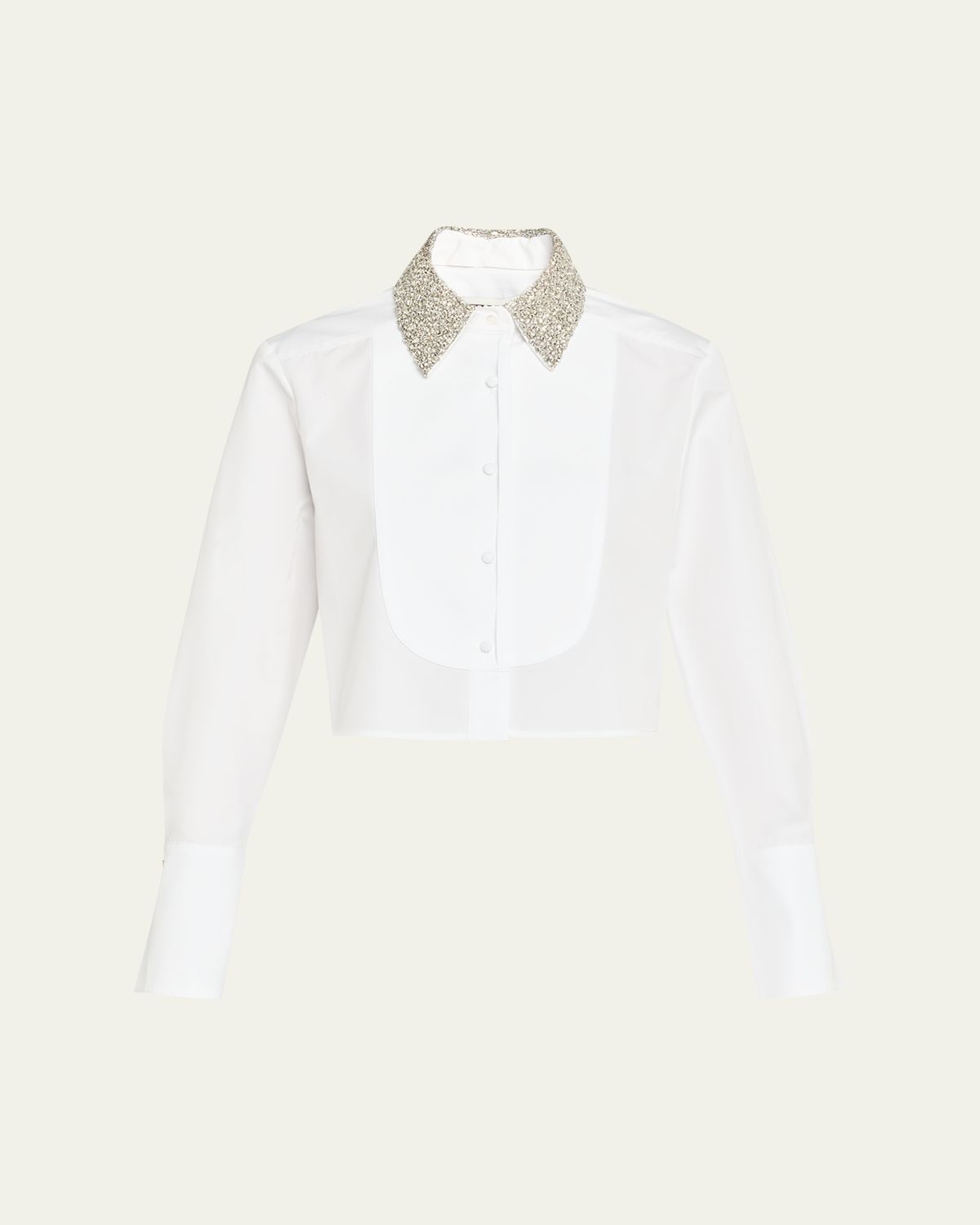 TWP Sedgewick Embellished-Collar Cropped Shirt
