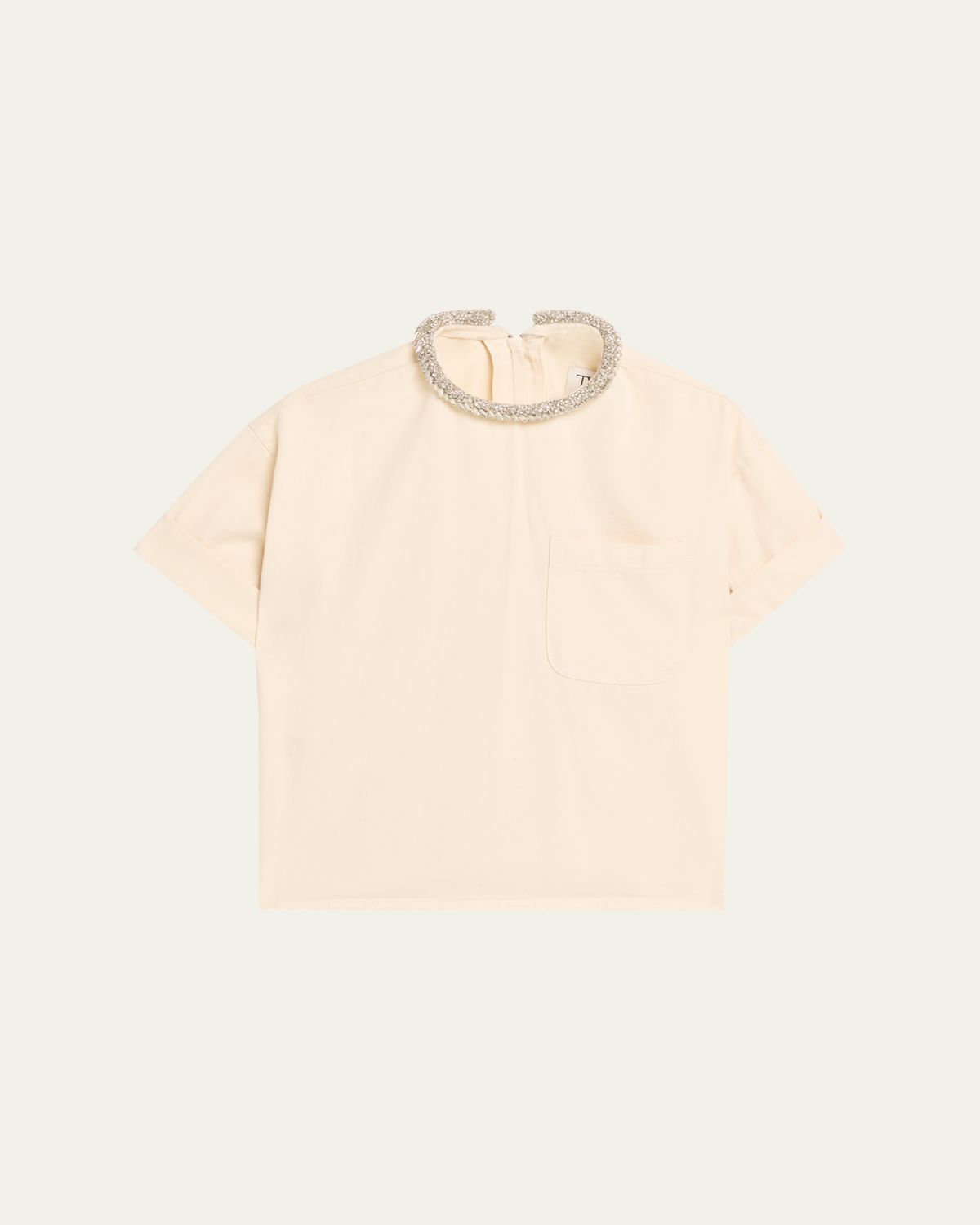 TWP Ex T Crop Top with Crystal Collar