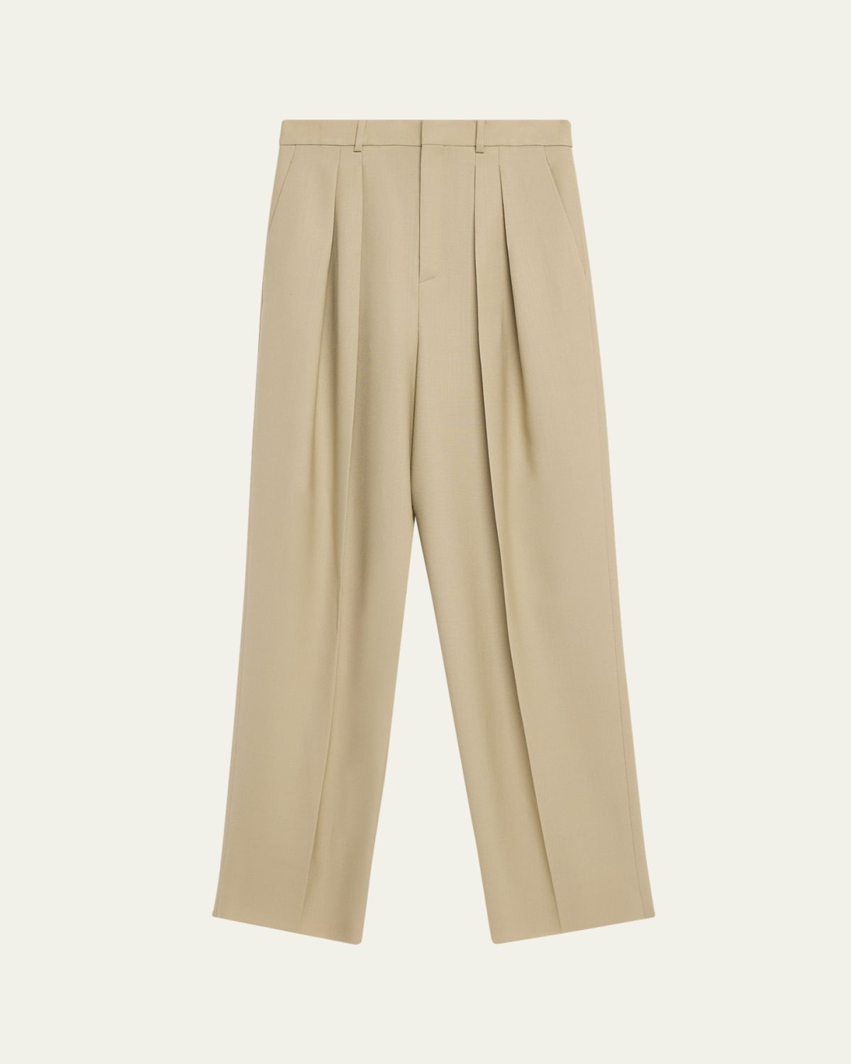 Saint Laurent Pleated Wool-Silk Canvas Wide-Leg Pants