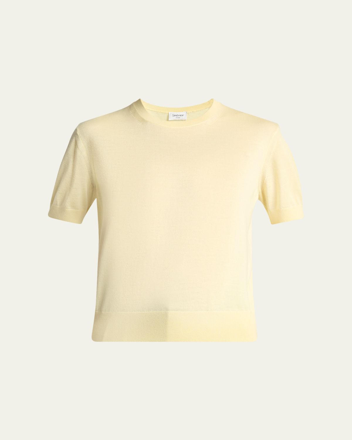 Saint Laurent Wool-Cashmere Short-Sleeve Top