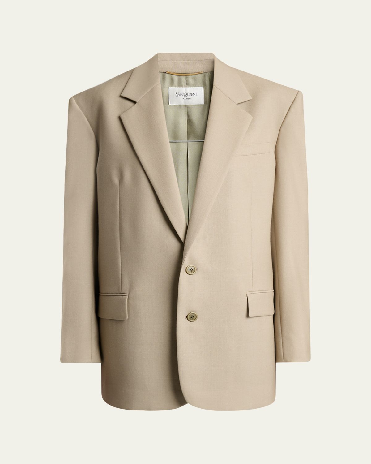 Saint Laurent Single-Breasted Oversized Wool-Silk Blazer Jacket