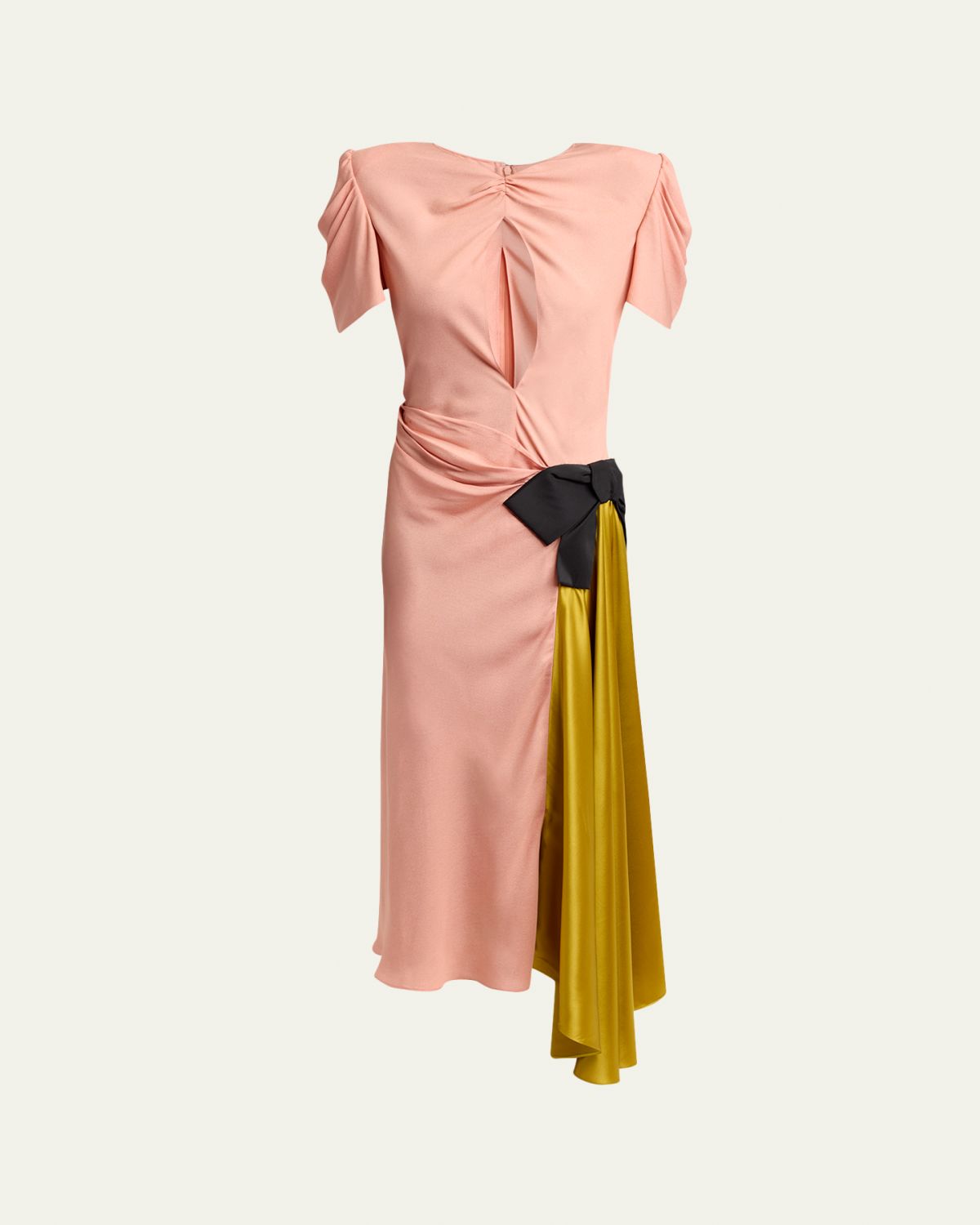 Valentino Garavani Gathered Colorblock Midi Dress