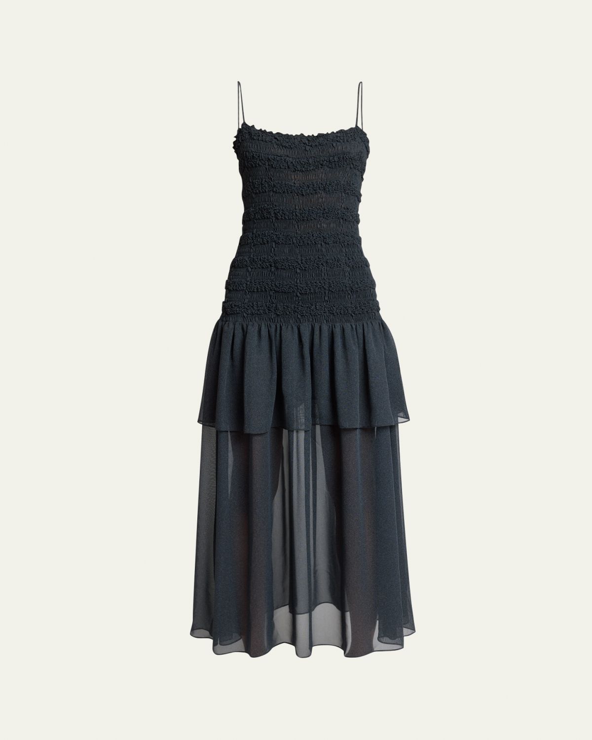 Proenza Schouler Michal Smocked Drop-Waist Georgette Maxi Dress