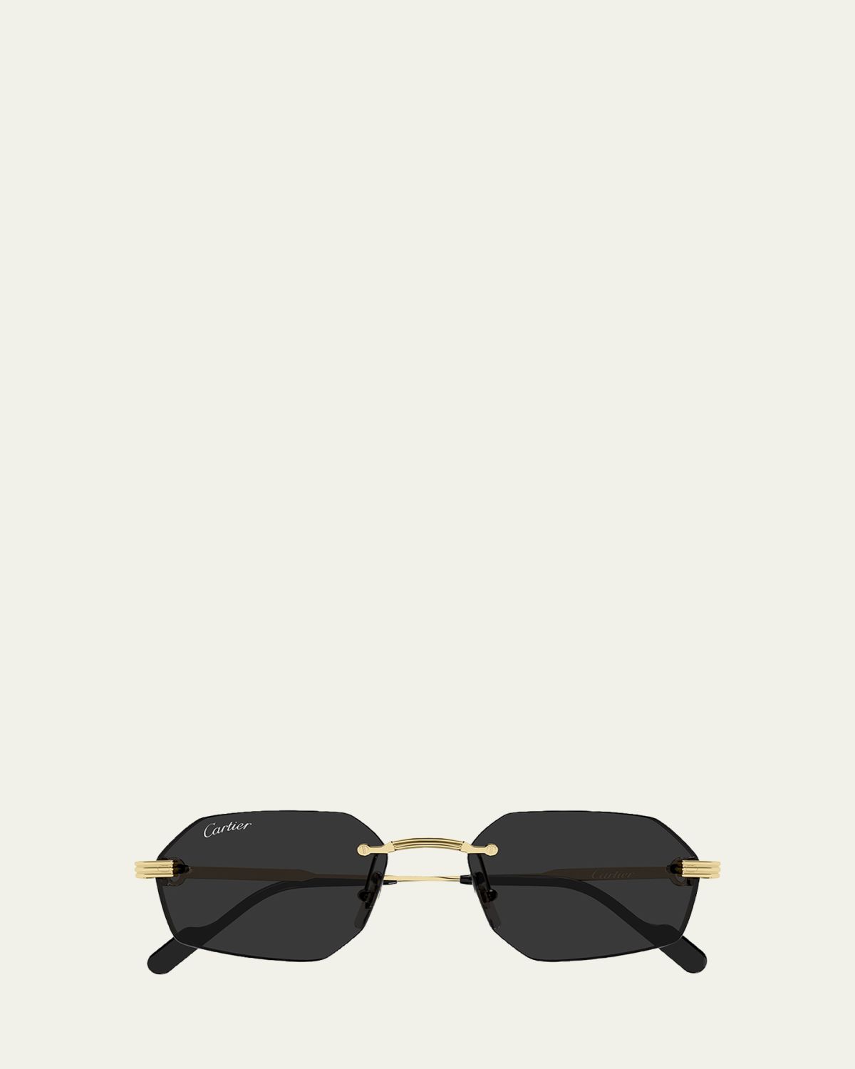 Cartier Men 's Rimless Metal Geometric Sunglasses
